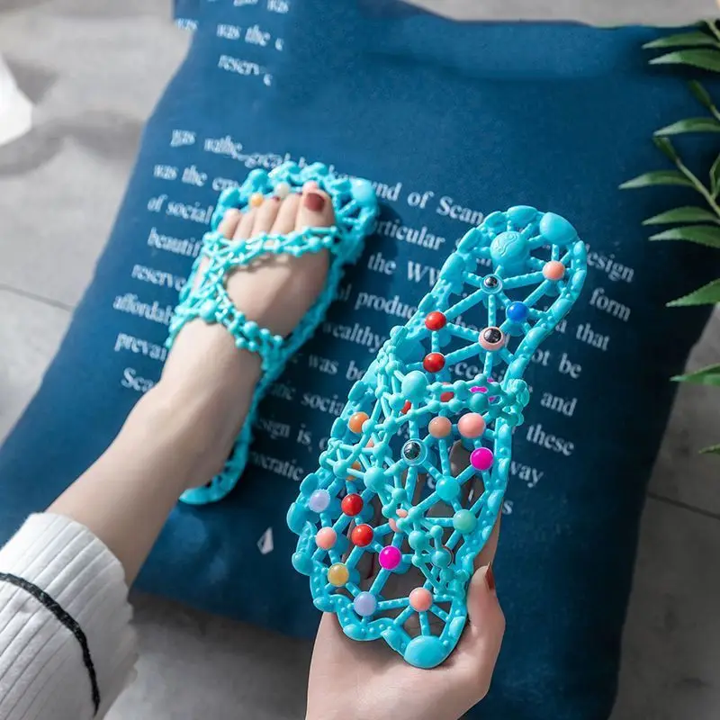 Bathroom Slippers, Non Slip Home Furnishings, Breathable Women's Hollow Foot Massage, Water Leakage, Quick Drying