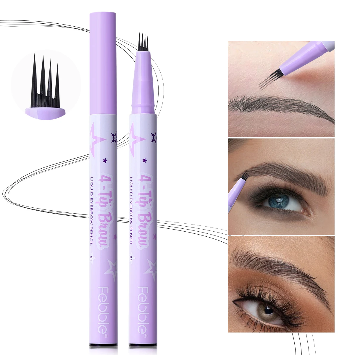 Vierhoekig waterdicht micro-pigment wenkbrauwpotlood - langdurig gebruik