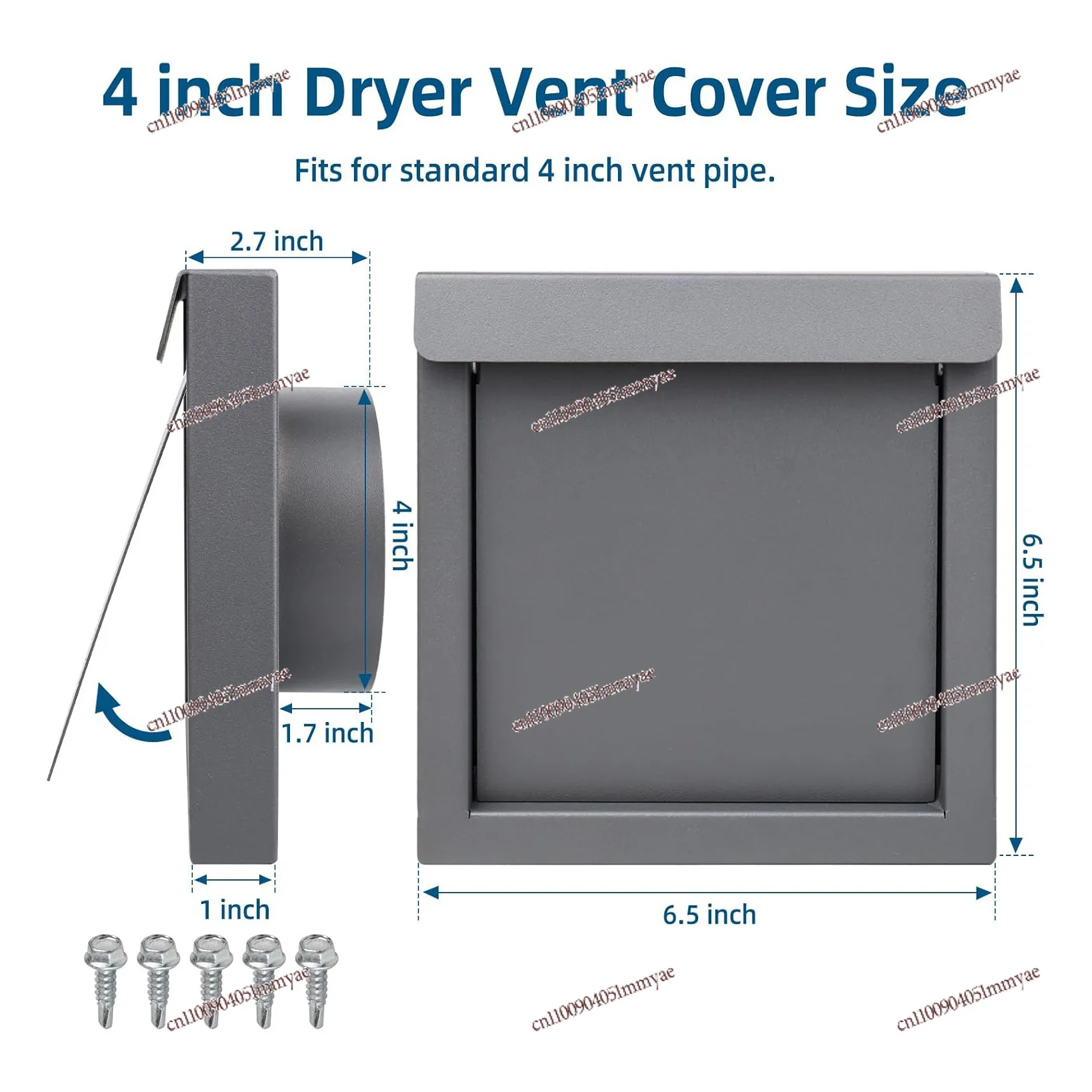 

4 inch (about 10.2 cm) dryer ventilation cover External dryer wall ventilation cover
