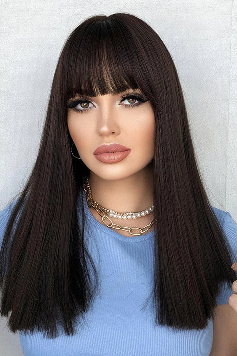 

16 Inch Silky Straight Brown Capless Wigs 100% Indian Remy Human Hair 16 Inch