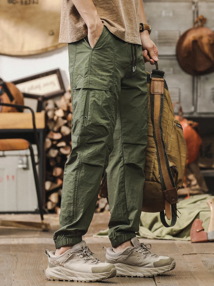 

Американские рабочие брюки в стиле ретро, мужские летние новые свободные повседневные тонкие уличные мужские брюки большого размера, молодежные брюки Vitali Sle