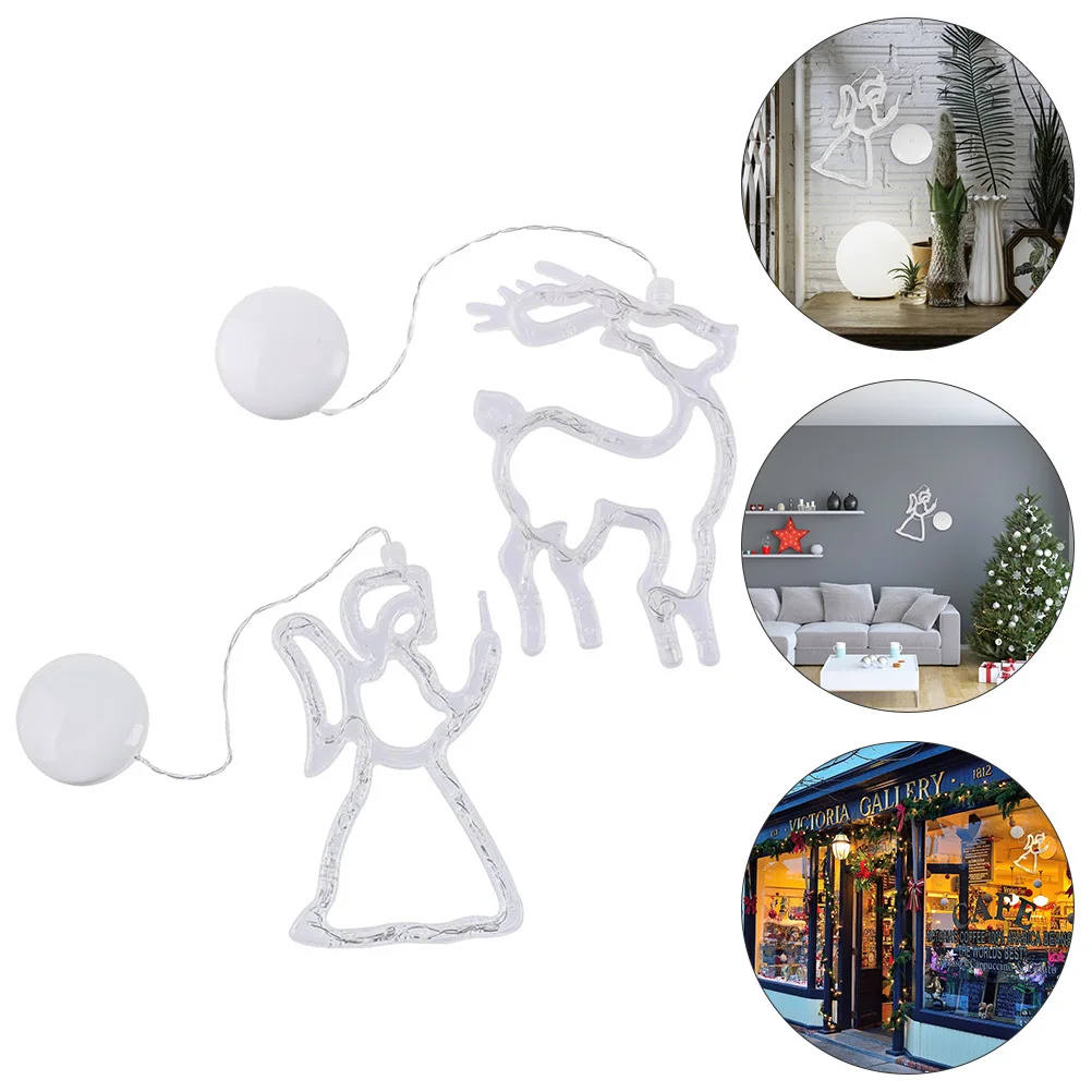 

2Pcs Christmas Snowman Curtain Lights LED Lamps Suction Decorative Warm Color Xmas Festival Christmas Supplies