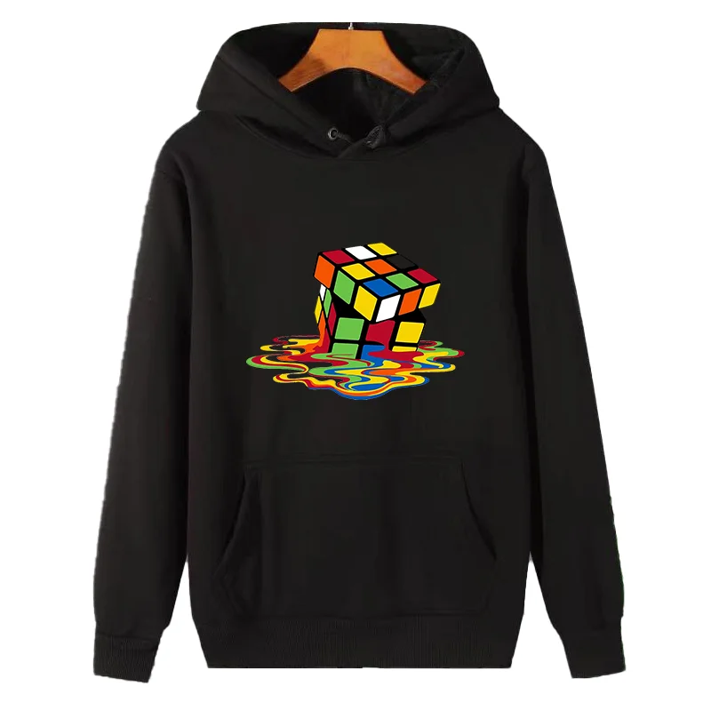 Melting Rubik`s Cube Game Classic graphic Hooded sweatshirts cotton thick sweater hoodie winter fleece hoodie Men\'s sportswear