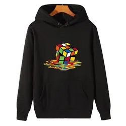 Melting Rubik`s Cube Game Classic graphic Hooded sweatshirts cotton thick sweater hoodie winter fleece hoodie Men's sportswear