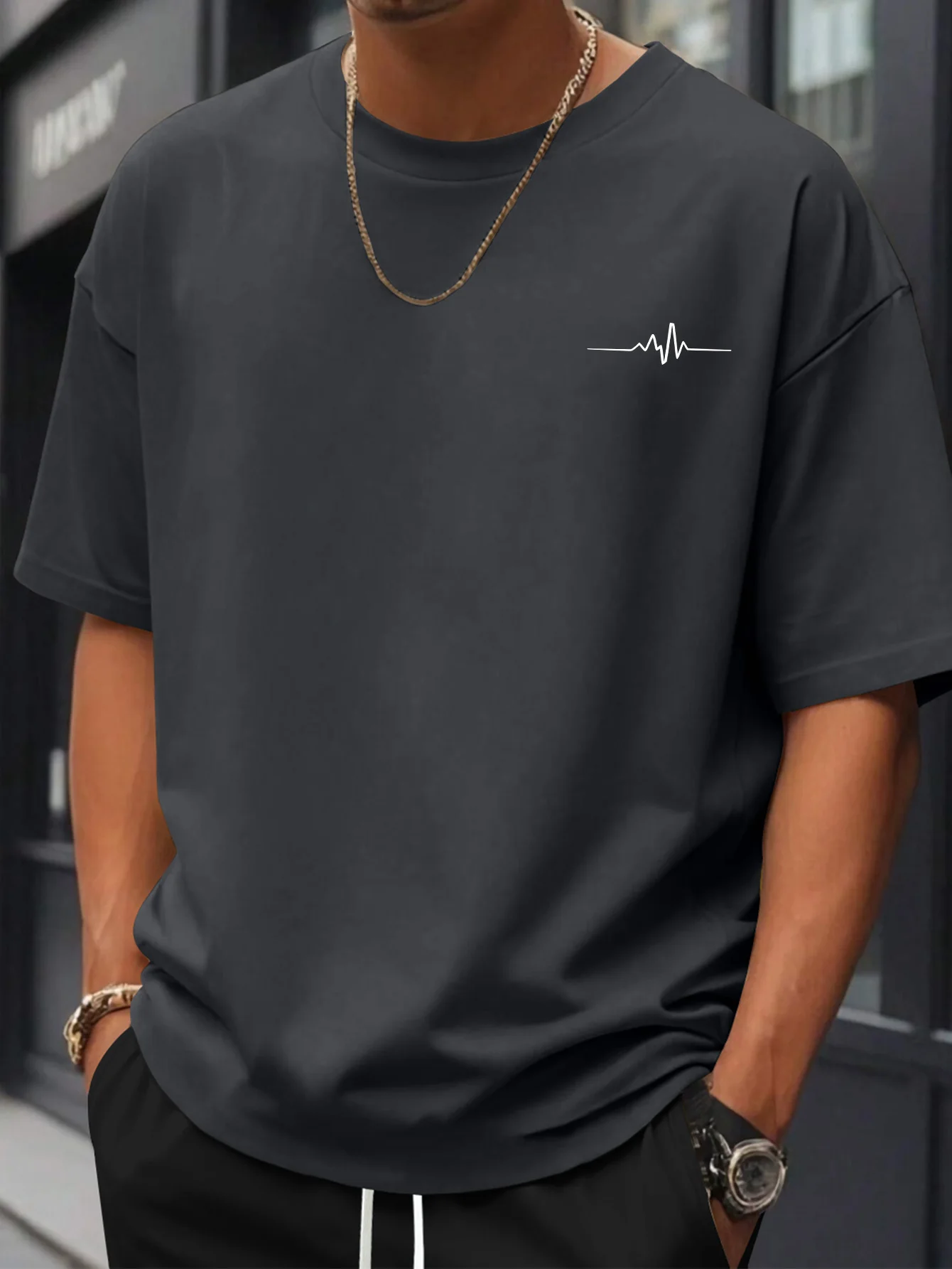 2026 Summer Best-selling Men's Pure Cotton T-shirt Street Casual Fashion Soft and Breathable Simple Stripes Pattern Print