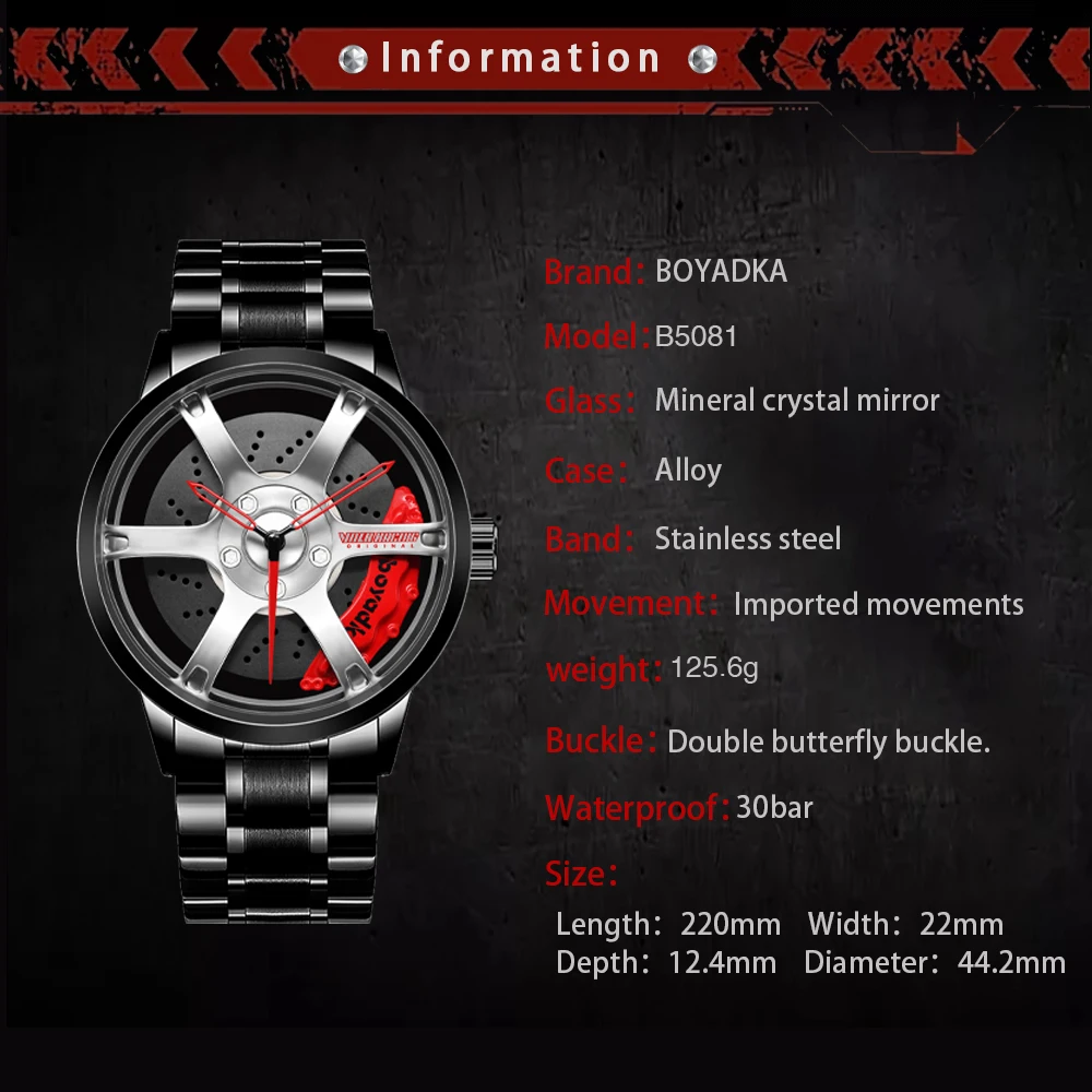 Car Racing Watches Men\'s Wheel Rim Hub Watch Men Wristwatch Clock Sport Car Design Creative Men Wrist Watch Relogio Masculino