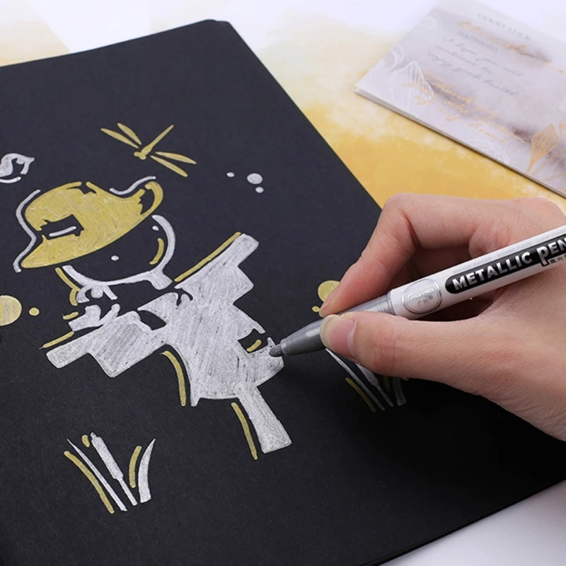 10 Pcs Metallic Marker Pen Metallic Pen Waterproof Metallic Marker For Scrapbooking Stones Cards Photo Album Glass Metal