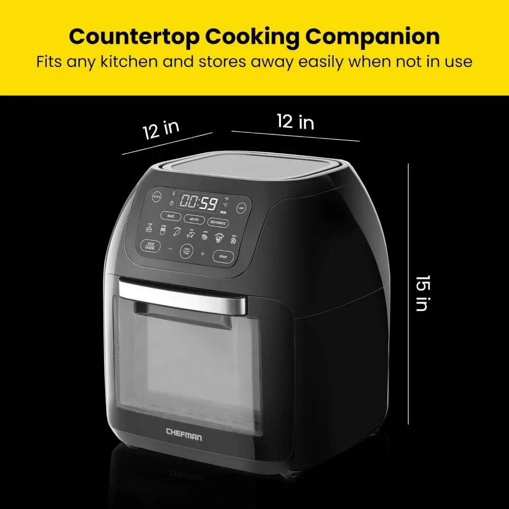 Multifunctional Digital Air Fryer+ Rotisserie, Convection Oven, 17 Touch Screen Presets, 10L Family Size, Auto Shutoff, Black