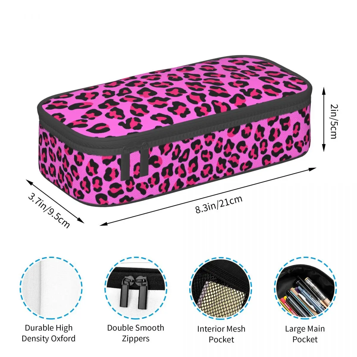 Imagem -05 - Leopard Cheetah Seamless Pattern Pencil Case Grande Capacidade Impressão de Pele Animal Spots Pen Box Bolsa Papelaria Bolsa Personalizado