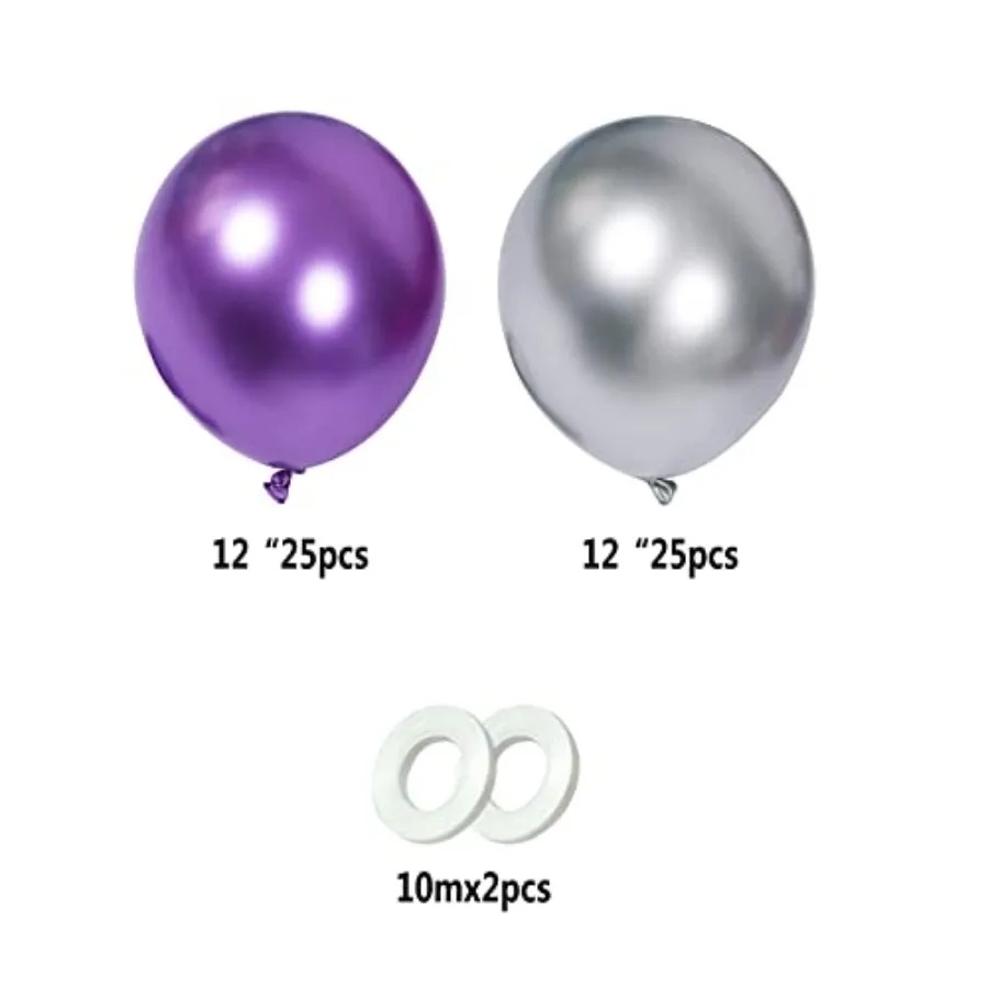 Purple Metallic Balloon and Silver Metallic Balloons for Birthday Retirement Bridal Shower Congrats Graduation Wedding Annivear