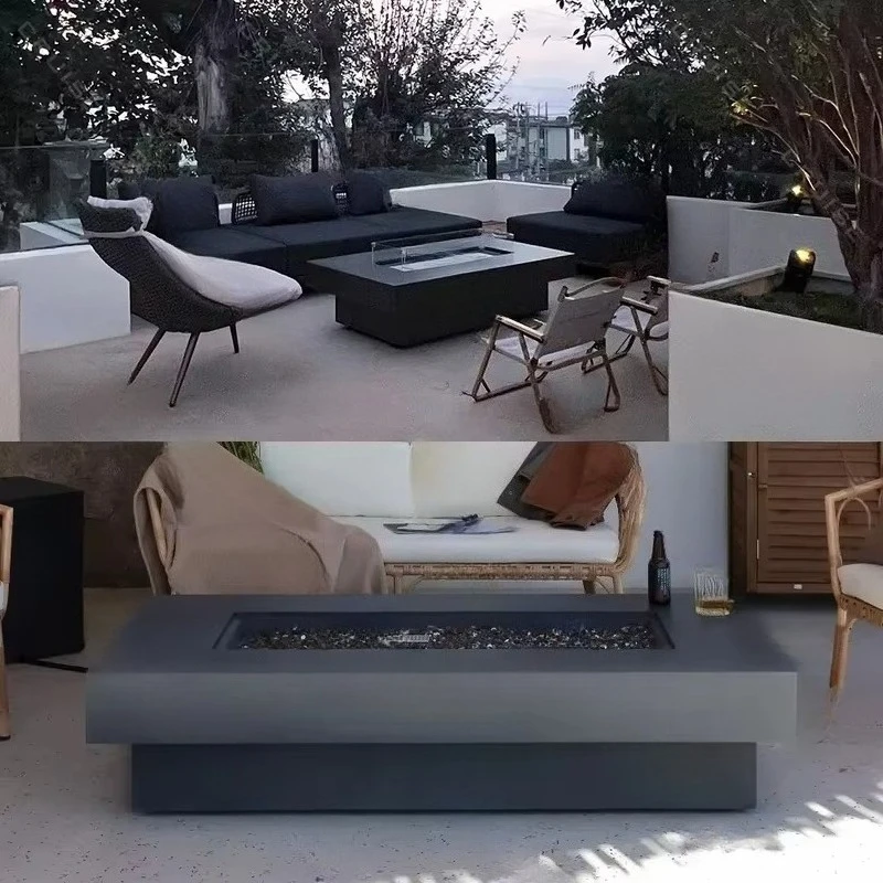 Outdoor Fire Pit Table Decorative Fireplace Wood Gas Atomization Burner Modern Garden Patio Feature for Villa Hotel Party Decor