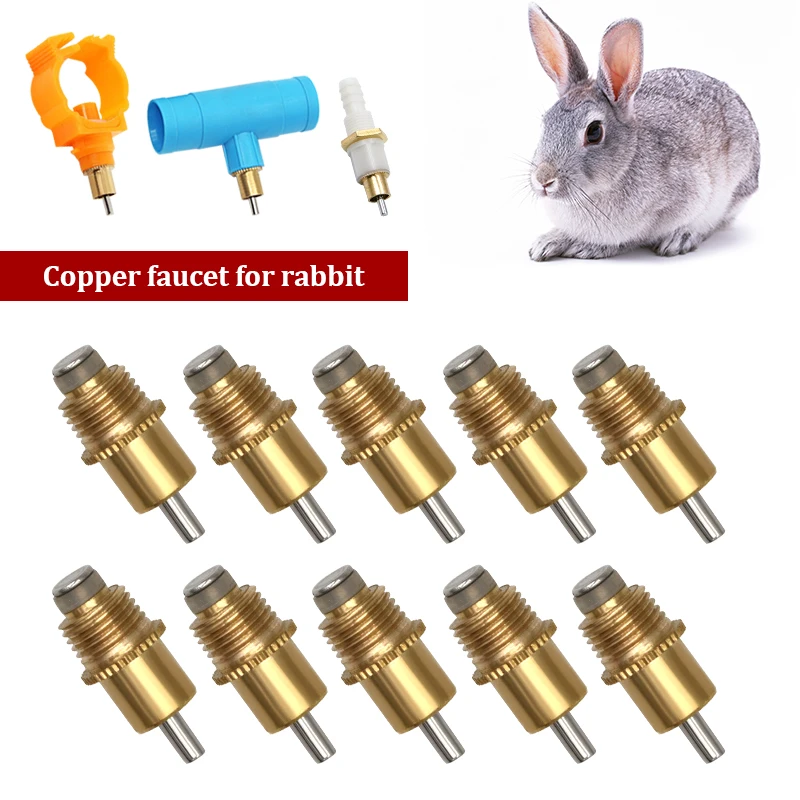 20Pcs Rabbit Water Nipple Chicken Quail Birds Copper Drinker Nipples Rabbit Drinking Water Accessories Equipment