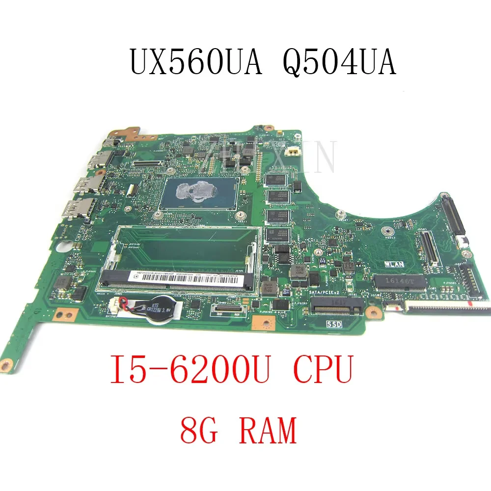 For Asus UX560UA Q504UA Laptop Motherboard with I5-6200U CPU 8GB RAM REV2.0 DDR4 UX560UA mainboard full test