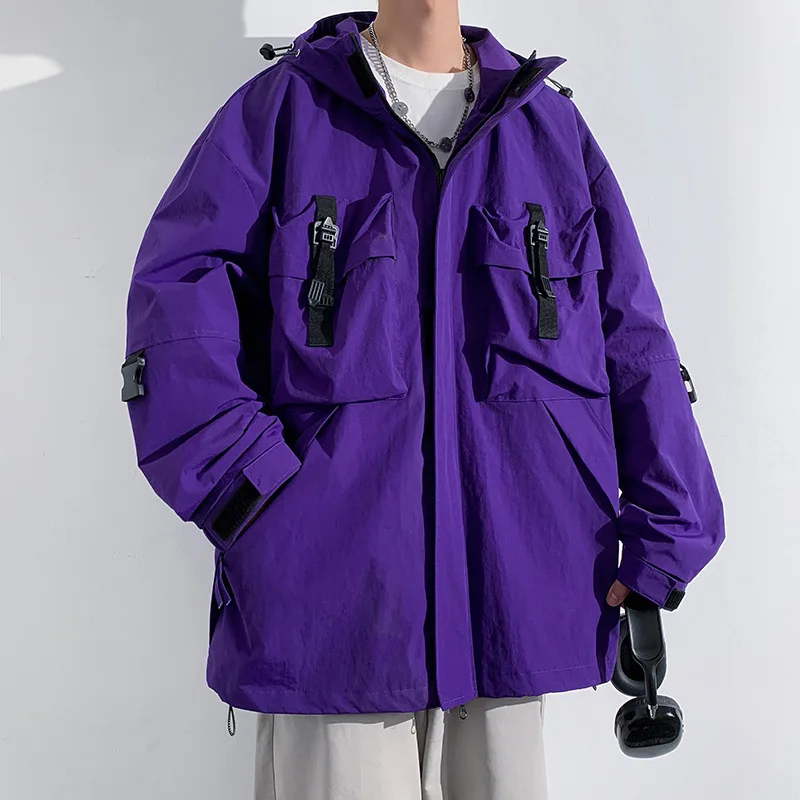 New Coat Jacket Men's Loose Hooded Jacket American Casual Multi-pocket Jacket