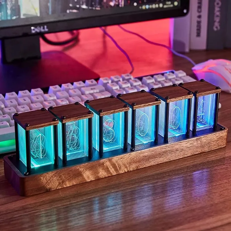 

Digital tube clock Wooden RGB digital clock