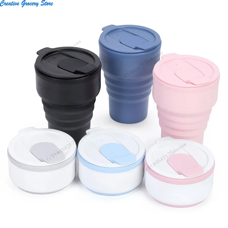 Tasses à café créatives, tasses à eau, tasses pliables portables de haute qualité, tasses d'accompagnement, tasses à café en silicone, bouteilles d'eau