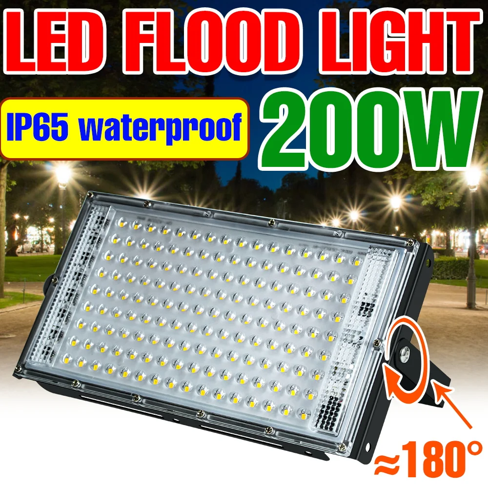 

200W LED Floodlight Reflector Spotlight AC220V Outdoor Waterproof Street Lamp Backyard Pasage Wall Light SMD2835 Cold/Warm White