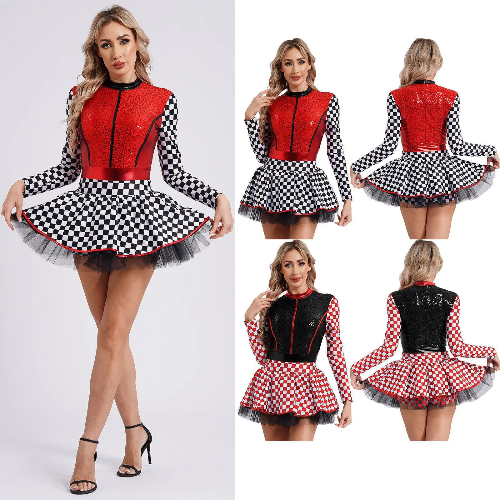 

European And American Halloween Car Model Racing Girl Costume Cheerleading Stage Performance Outfit Nightclub One-piece Dress