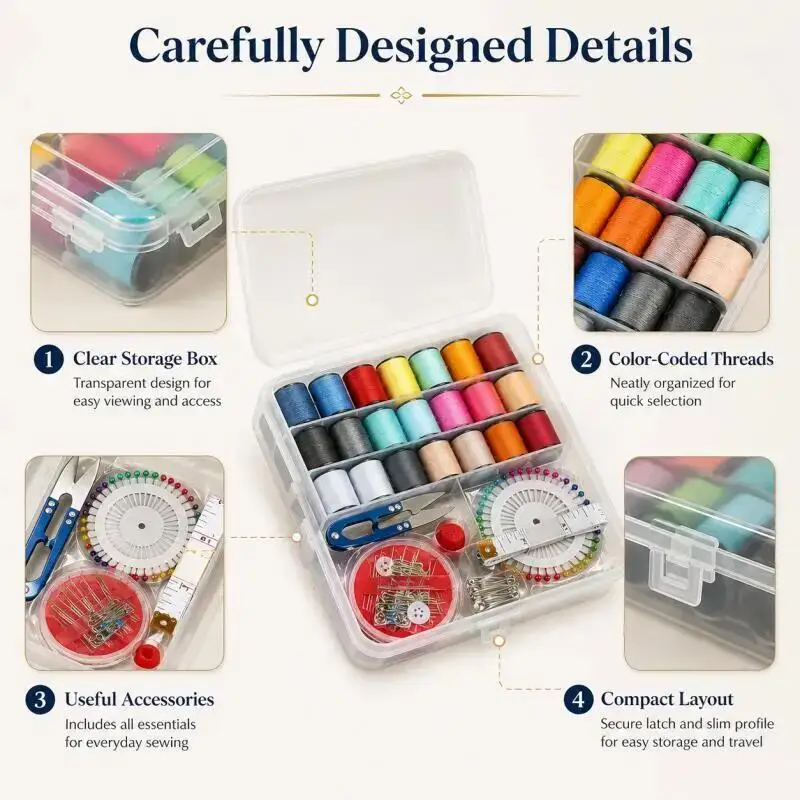 Nähgarn-Set 24 Farben DIY Strickseil Gewebtes Handarbeitsgarn Nähwerkzeug-Kit Nadelbox – Detail 5