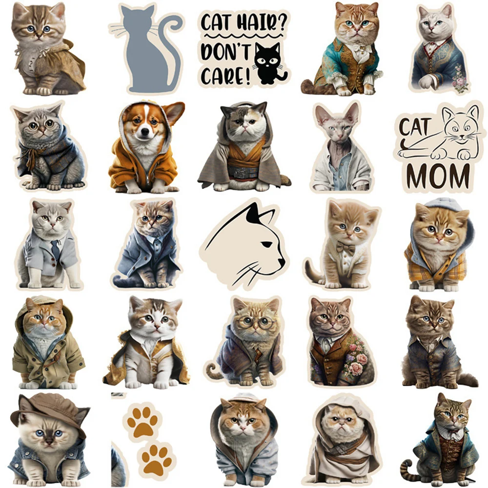 10/30/50pcs Cartoon Gentlemen Cat Animal Stickers per Laptop Diary Bike bagaglio Phone Cute Anime Graffiti Decal Sticker Toy Gift