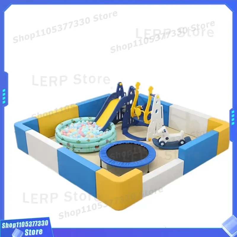 White Indoor Play Mat for Toddlers with Safety Fence Combo Baby Activity Area Soft Floor Pad Family Game Zone Kids Playground