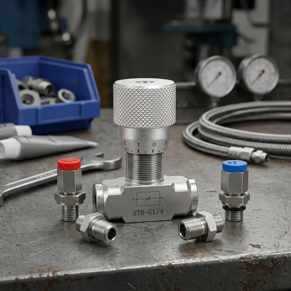 Throttle Valve G1/4 for Hydraulic Systems in For 0.8-2 Ton Excavators with 54x2For 0x34mm Dimensions and Alloy Steel