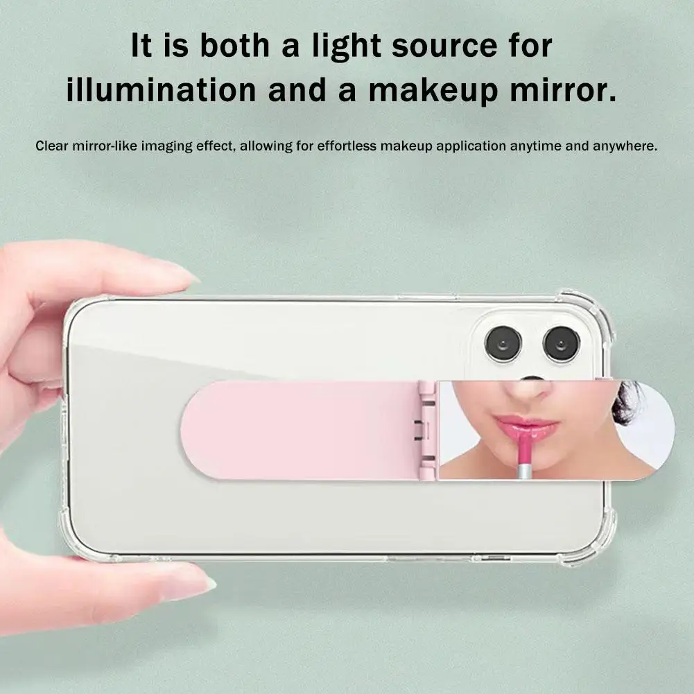 حامل هاتف قابل للطي وقابل للتعديل مع مرآة مكياج وإضاءة حلقية للبث المباشر