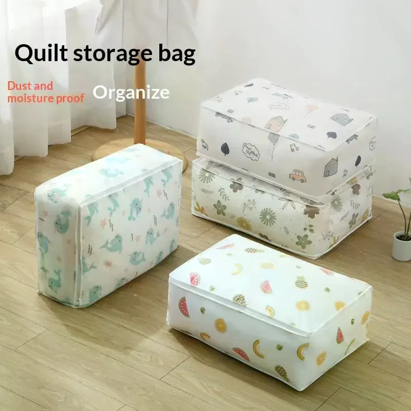 Printed Waterproof And Dust-Proof Moisture-proof Quilt Storage Bag Collapsible For Arrange Blankets Clothes Bedding