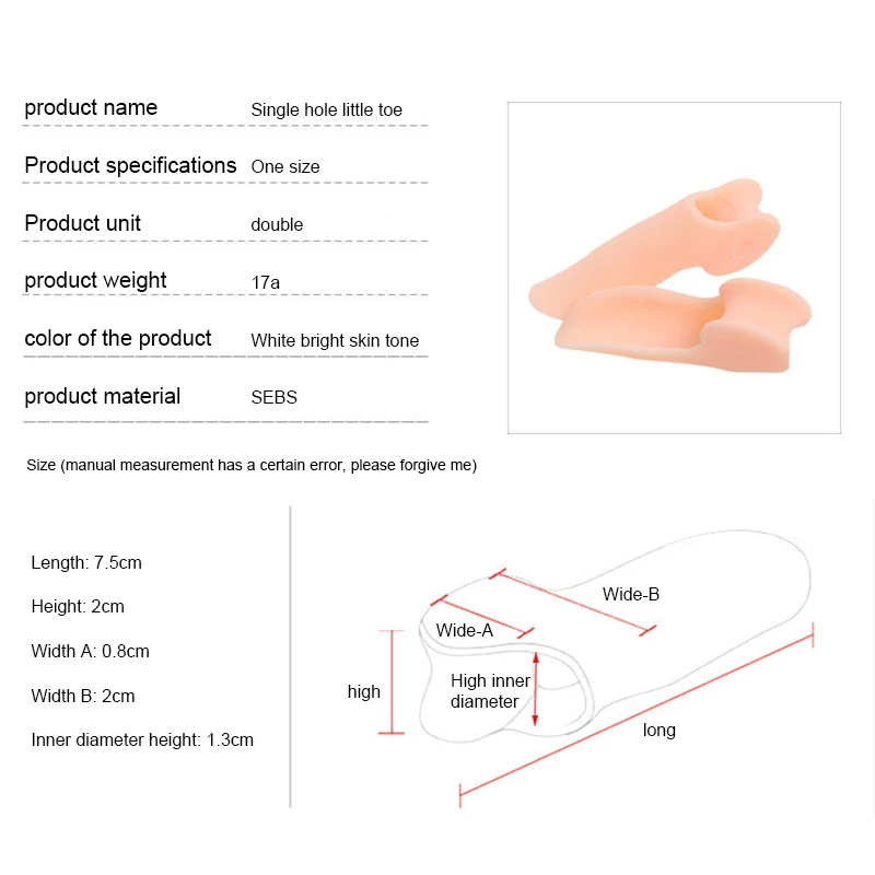 1 paio di dita dei piedi del piede del mignolo per uso quotidiano alluce valgo Gel di correzione del Silicone Toe Bunion Guard cura del piede