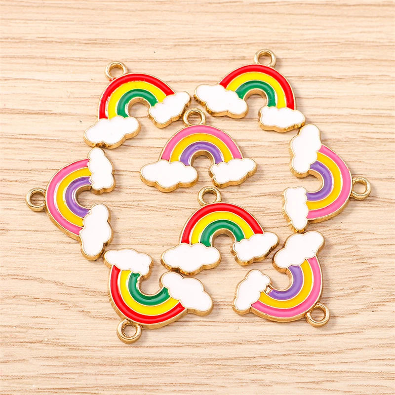 

10pcs 17x14mm Cute Enamel Rainbow Charms for Jewelry Making Earrings Pendants Necklaces Bracelets DIY Crafts Accessories