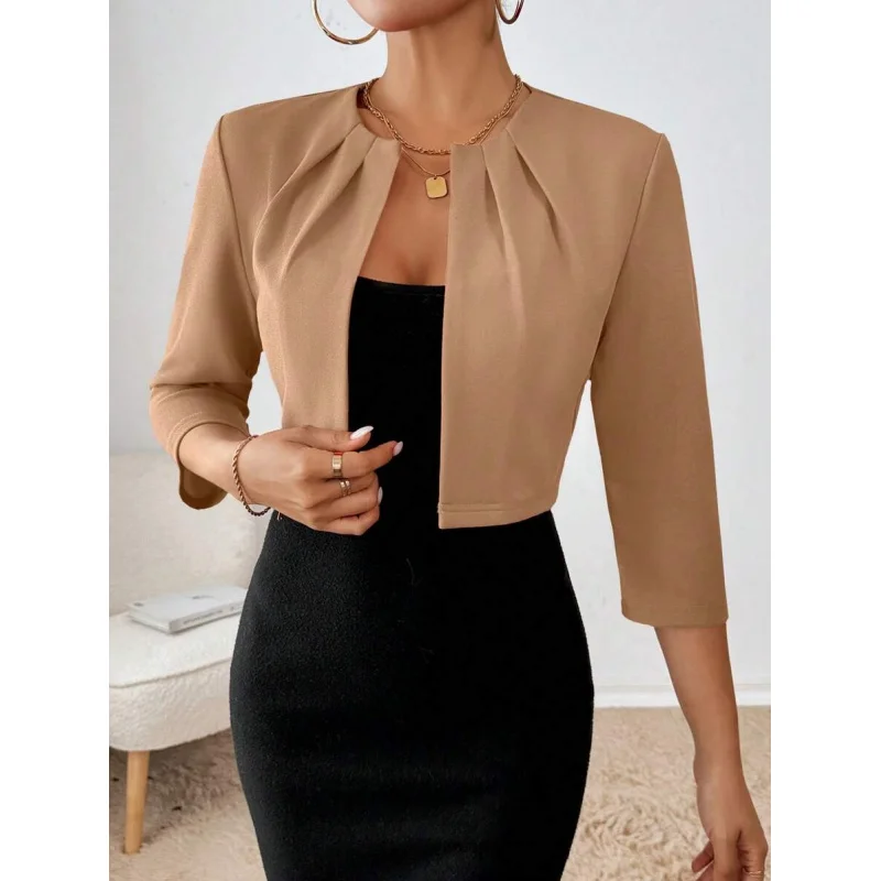 

Женский однотонный плиссированный блейзер Essnce с длинными рукавами на осень/зиму