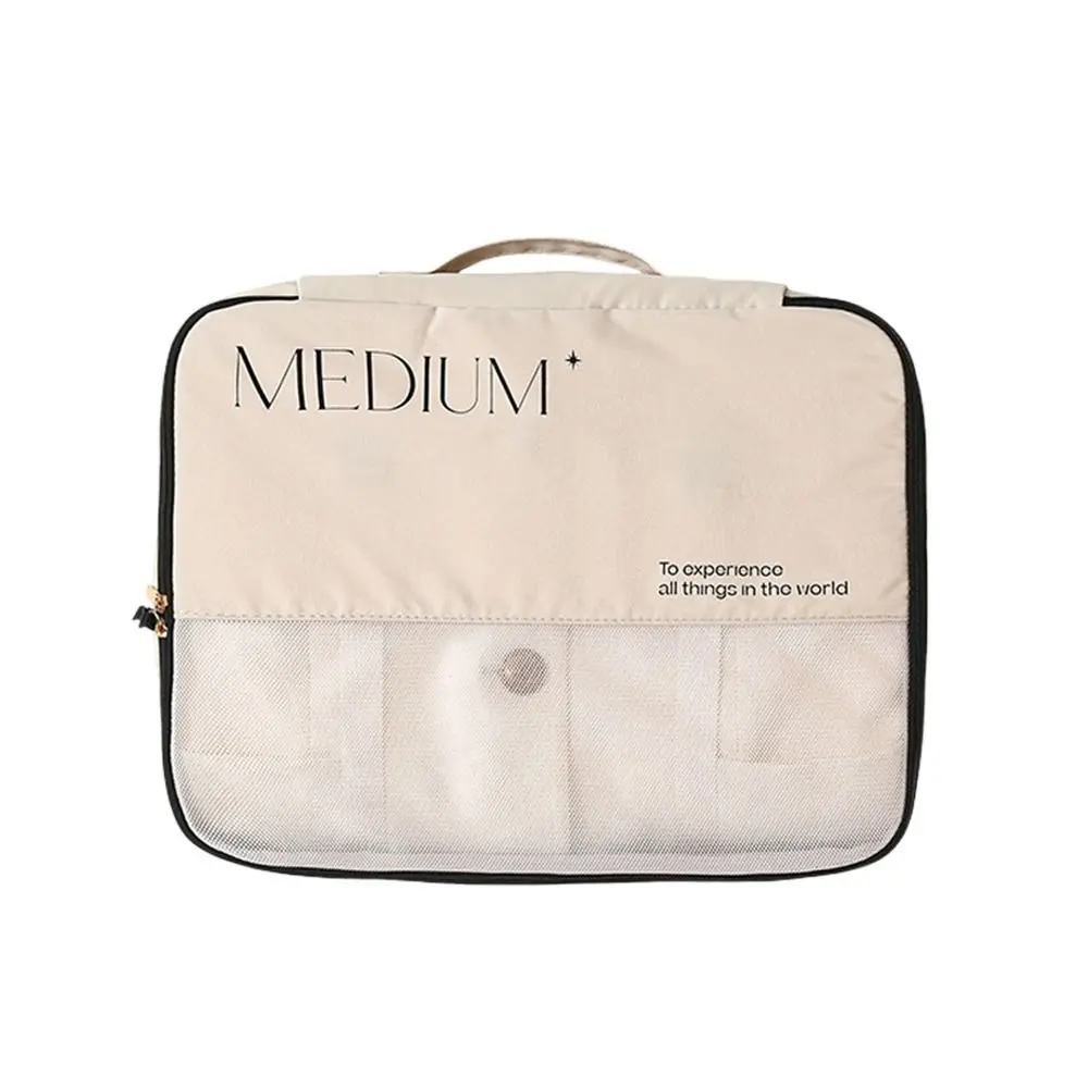 

Beige Travel Organizer Storage Bag Multi-functional Multi-size Suitcase Subpackage Bag Anti Wrinkle Zipper Bag Cosmetic Handbag