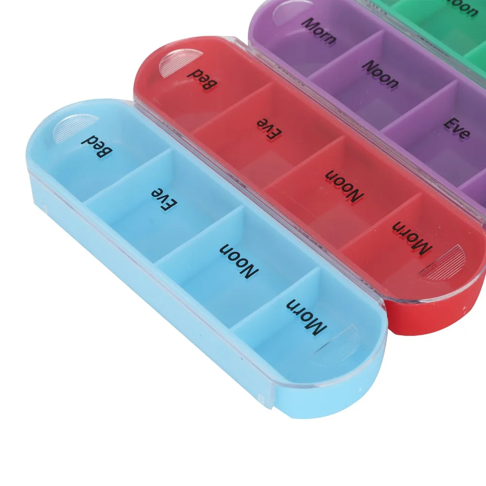 28 Grid Pill Organizer Weekly Layout 4 Times A Day Pill Dispenser 7 Day Schedule With Storage Bag Medicines Organizer Home