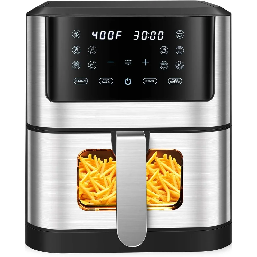 HAOYUNMA Air Fryer 6.2 QT Oilless 1500W Large Capacity Oven Air Fryers Healthy Cooker with 10 Preset, Visual Cooking Window