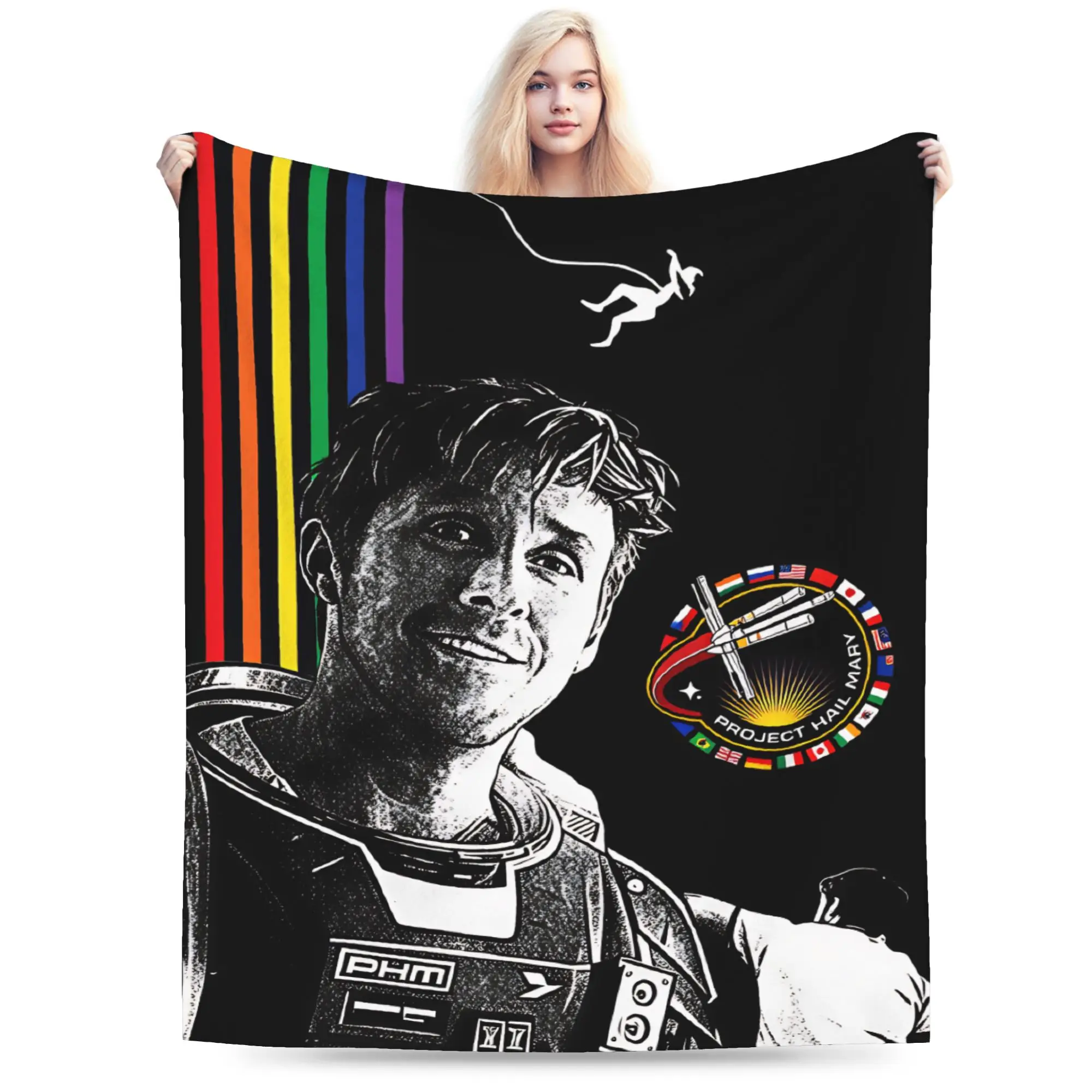 Warm Cozy Throw Blanket Plane Travel Project Hail Mary Blanket  Flannel Bedspread For Outdoor Novelty Sofa Bed Cover
