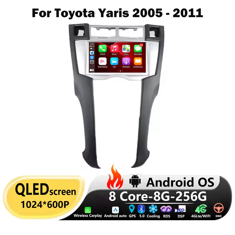 

Android 16 Auto For Toyota Yaris 2005 2006 2007 - 2011 Car Radio Navigation GPS Multimedia Video Player Wireless Carplay DSP 7''