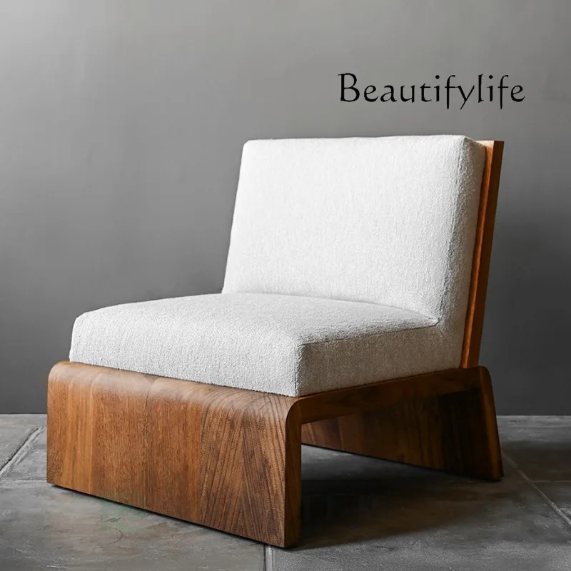 

Nordic model room fabric single sofa chair solid wood leisure designer creative simple hotel