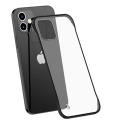 IPhone用マットプラスチックケース,薄いフレームレス電話ケース,15 14 13 12 11 pro xs max xr x 8 7 plus se 2022 2020 tpu