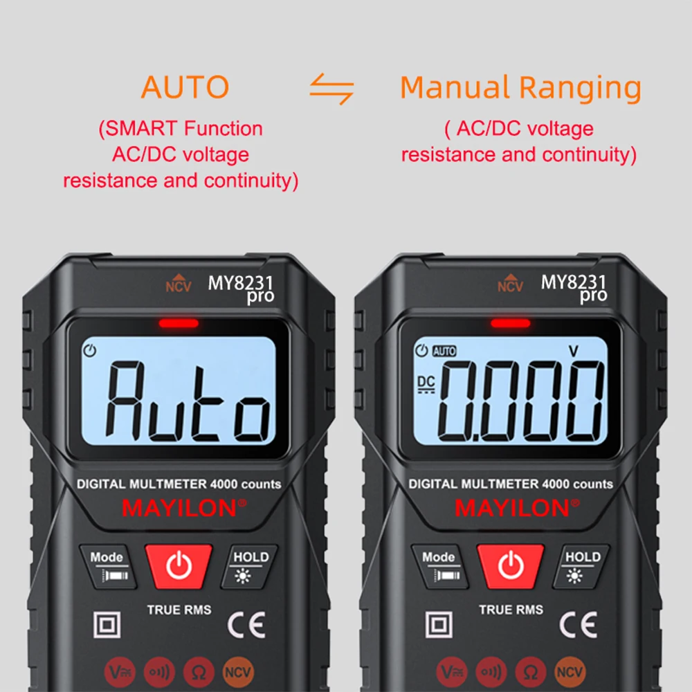 MAYILON Digital Multimeter Multi Tester with NCV Non-Contact Voltage Detection TRMS 4000 Counts Measurement Mode