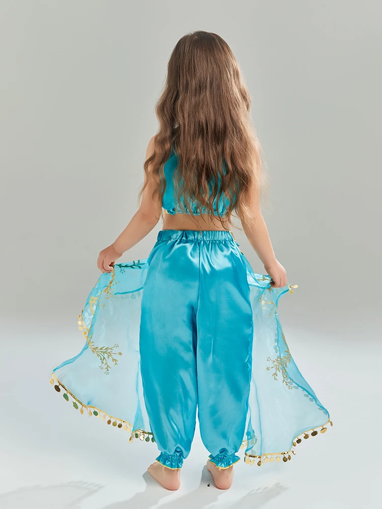 PRINCESS-VALLEY Jasmine Costume for Girls Arabian Sequined Princess Dress Up Princess Cosplay Costumes for Kids