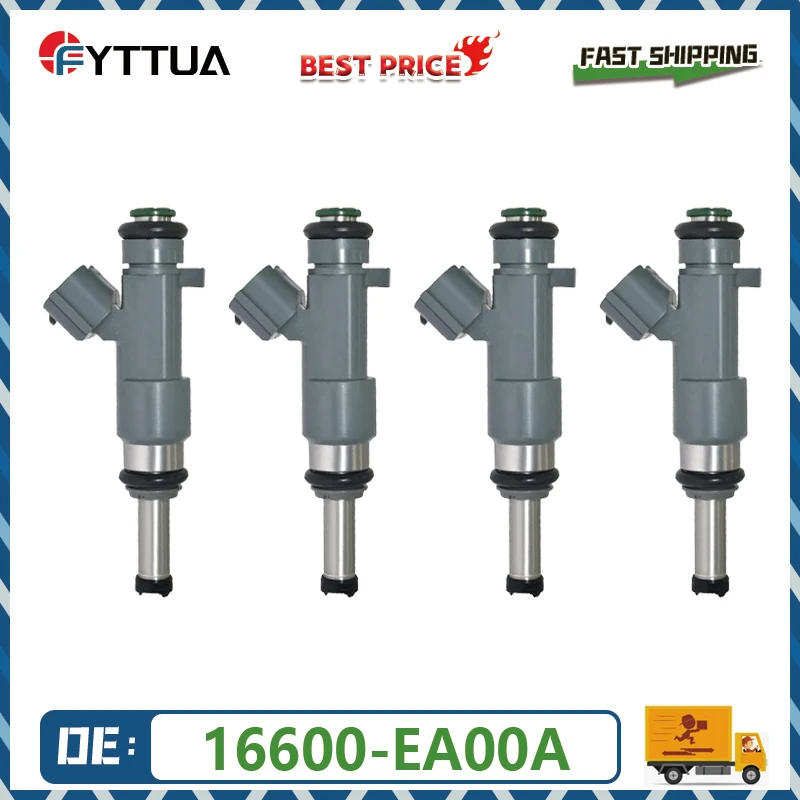 4 Uds inyector de combustible 16600-EA00A 16600EA00A FJ744 o NISSAN-FONTIER 2005-2017 NP300 2016-2017 2.5L L4