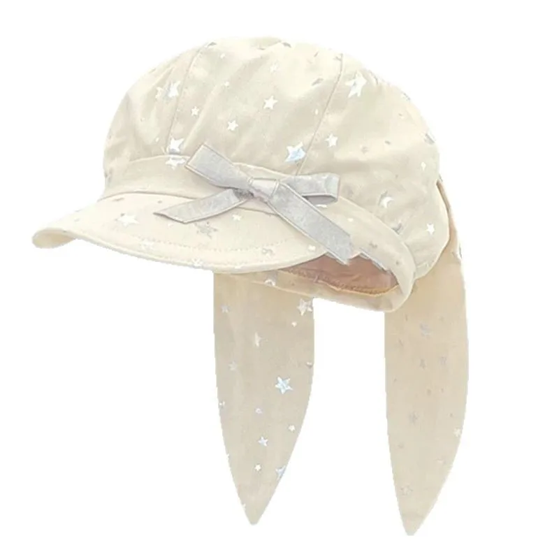 Korean Removable Rabbit Ear Beret Trend Spring and Summer Y2K Star Print Cute Large Version Octagonal Newsboy Cap for Women