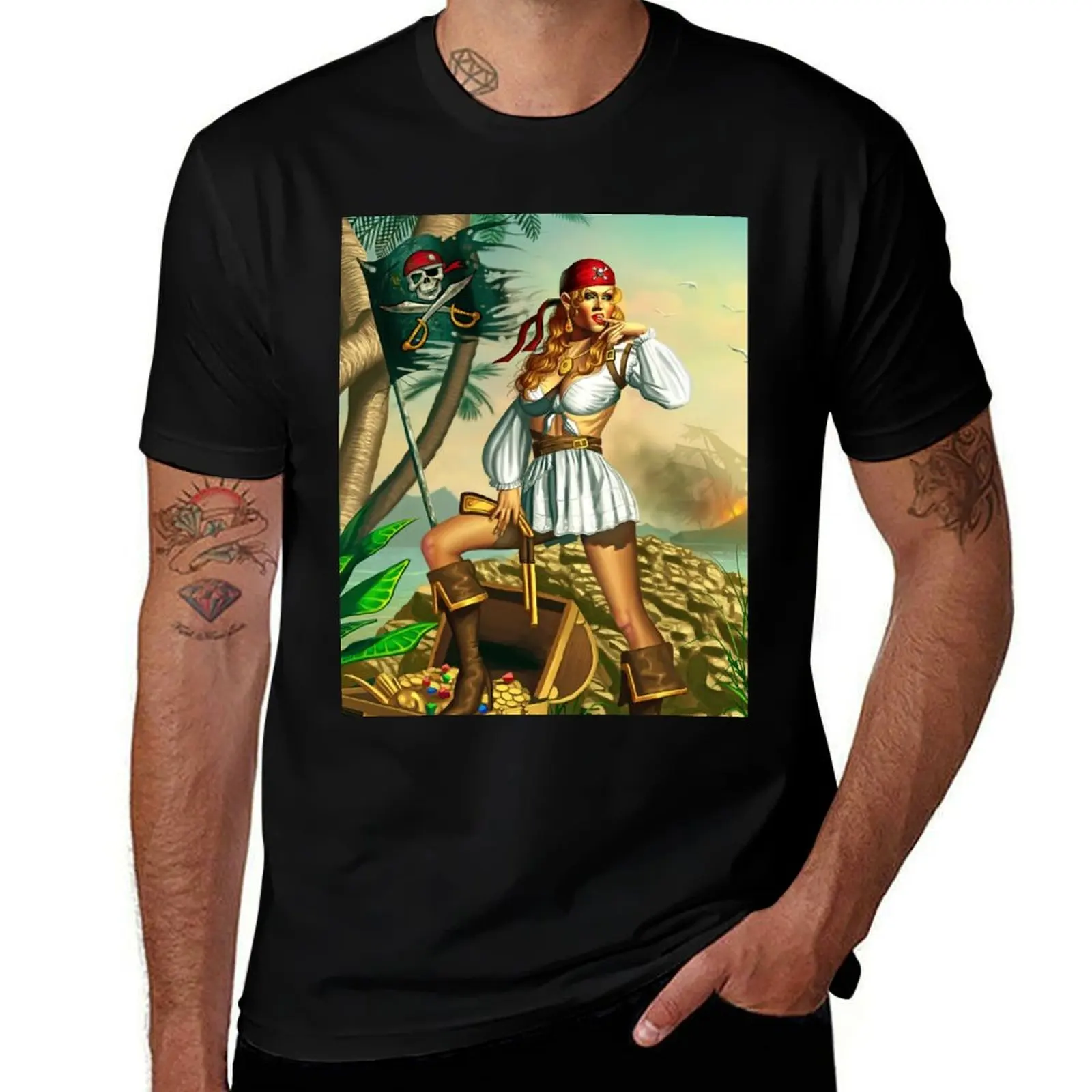 

Pirate Girl T-Shirt man t shirts for men t shirt man plain t shirts for man pack cotton T-Shirt