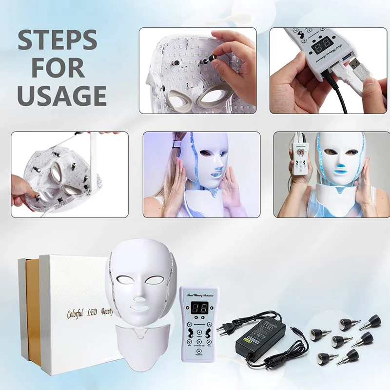 Led Masker Therapie Huidverzorging Thuisgebruik Schoonheidsapparaten 7 Kleuren Led Lichttherapie Gezicht Schoonheid Gezichtsbehandeling