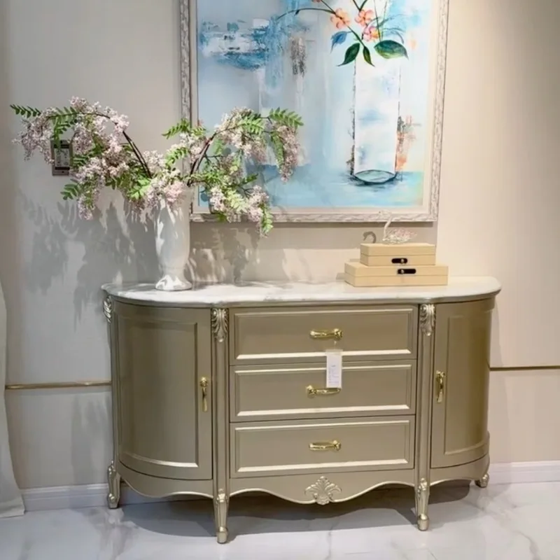 French light luxury door cabinet, living room against the wall storage bucket cabinet, marble dining side cabinet