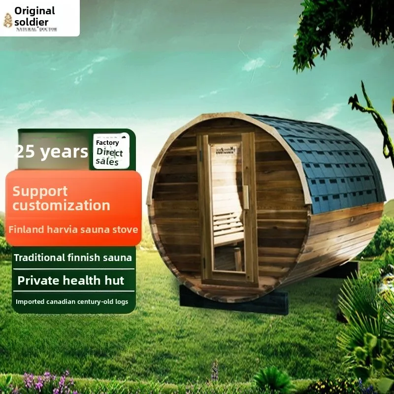 في الهواء الطلق برميل ساونا غرفة الكندية هيملوك البخار سبا منزل متعدد الأشخاص ساونا خشبية للمنزل الاسترخاء السموم والرعاية الصحية #1