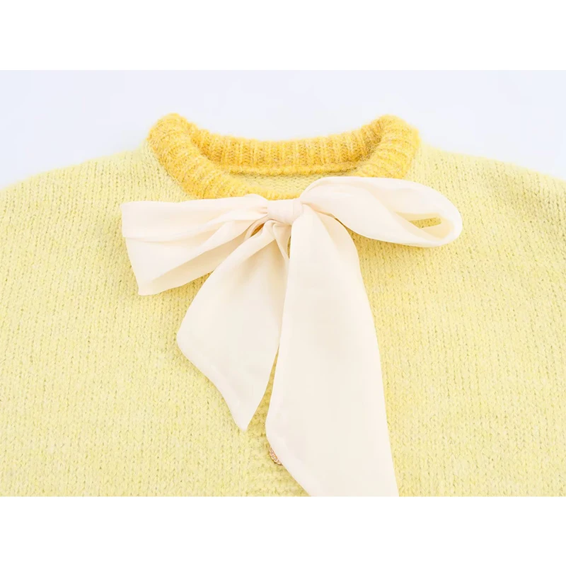 YENKYE Women's Bow Knit Cardigan - Casual Autumn Coat