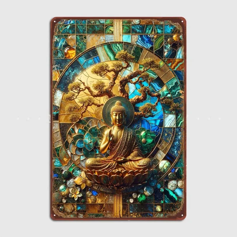 Zen Buddha Kintsugi Art Decoration Wall Decor Metal Signs Vintage Tin Signs Retro Decorative Pictures for Home Decor Items Room