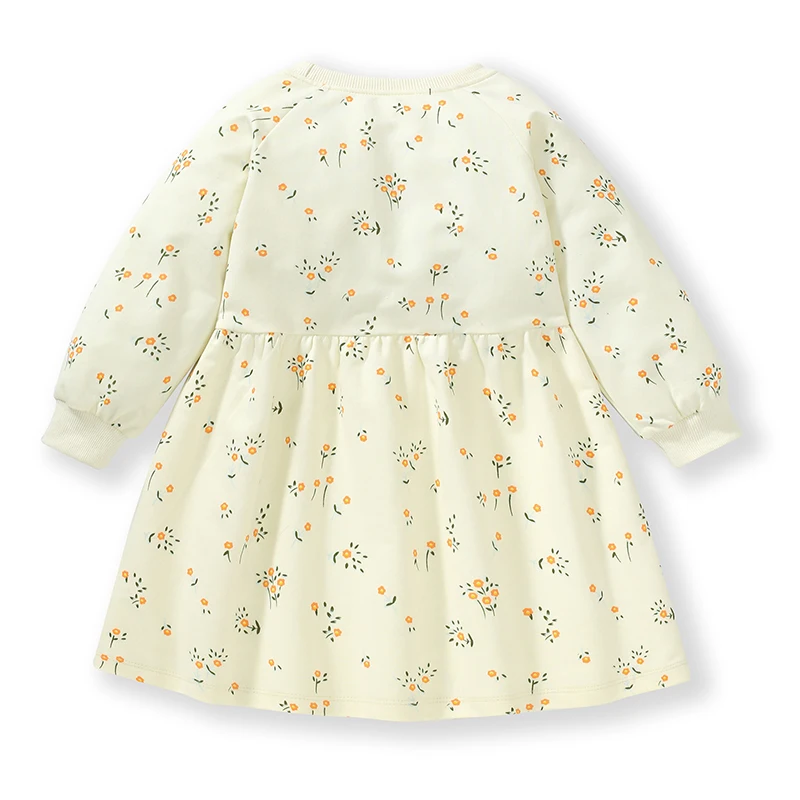 Little Maven 2024 Abito per ragazze Abiti eleganti in cotone Abbigliamento per bambini Fiori Stampa Primavera Autunno Vestiti per neonate