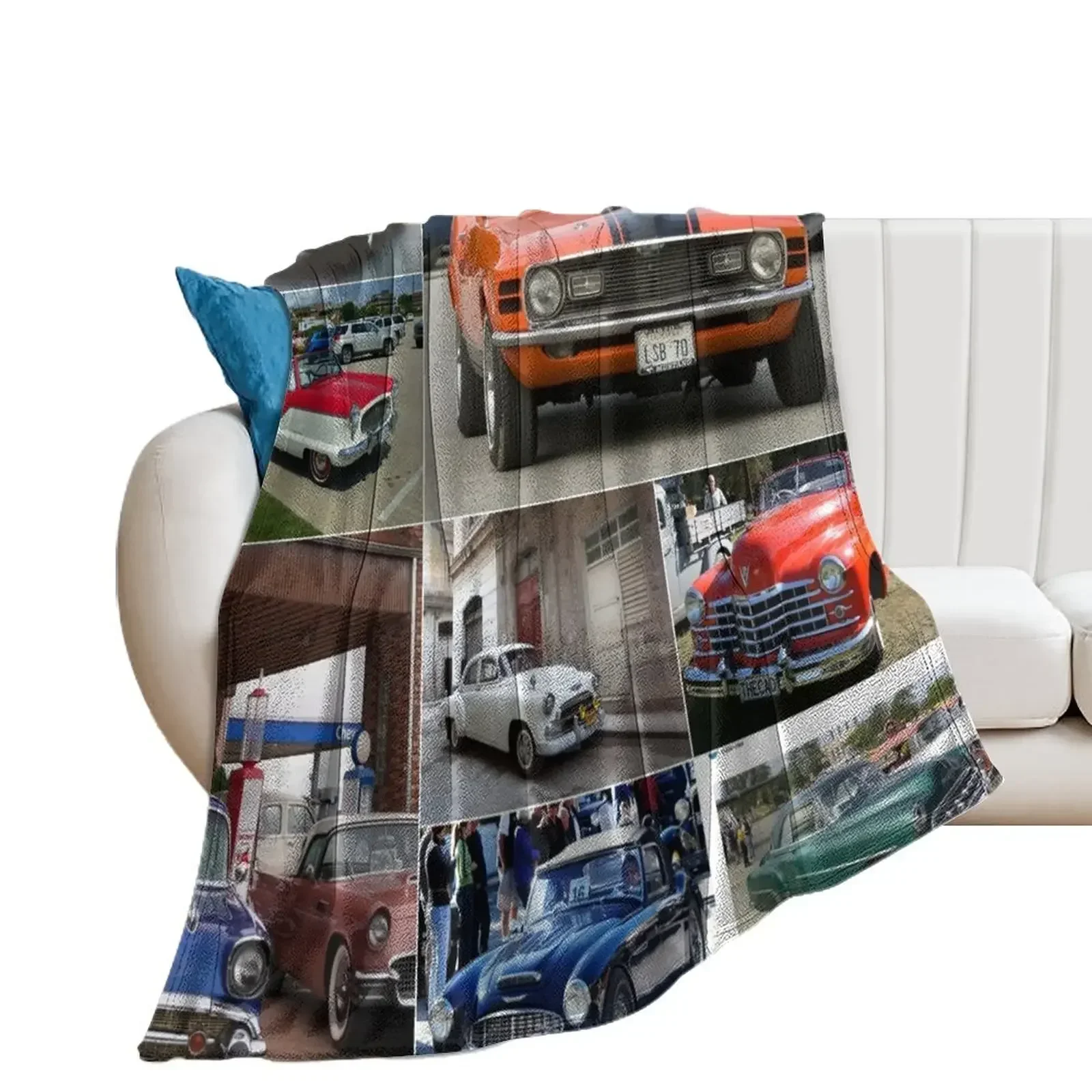 

Classic Vintage Cars Montage #2 Throw Blanket Polar valentine gift ideas Blankets